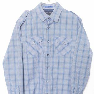 Banana Republic Men's Small Button-up Long Sleeve Shirt - Blue Plaid